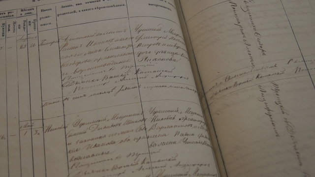The Orthodox church book entries. Archive, Russia. Genealogy.