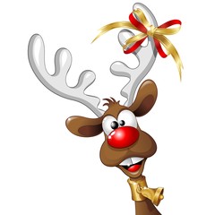 Renna Natale Buffa Fumetto-Funny Reindeer Cartoon-Vector
