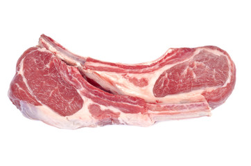 Raw Lamb Chops Isolated on White