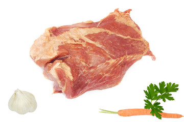 palette de porc fumée crue sur fond blanc