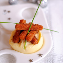 purée de panais et frites de carottes