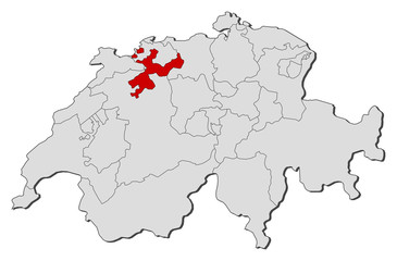 Map of Swizerland, Soleure highlighted