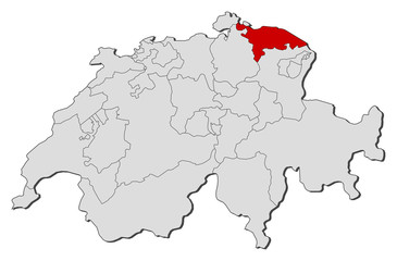 Map of Swizerland, Thurgau highlighted