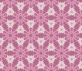 Fototapeta premium Seamless pattern with romantic flowers in pink and purple