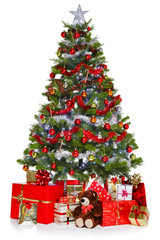 Christmas tree and presents isolated on white - 37151159