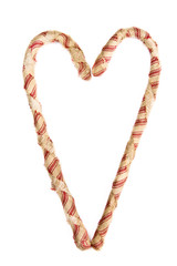 Fabric candy canes in heart shape