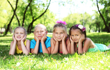Children playing in the summer park