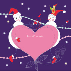 圣诞新年雪人卡片