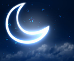 Obraz na płótnie Canvas Night sky background with moon and stars