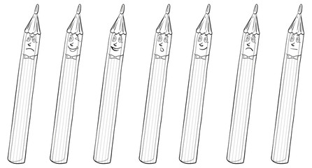 Pencils smilies, contours