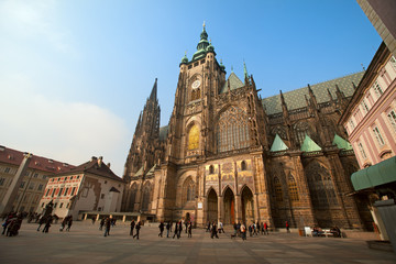 Naklejka na ściany i meble Historical Prague square and tourist walk around