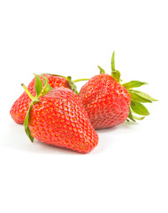 three fresh red strawberries