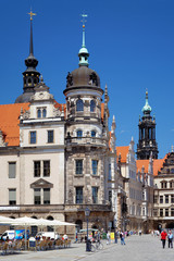 Fragment of the Dresden Castle and Tower of the Catholic Church