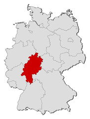 Obraz premium Map of Germany, Hesse highlighted
