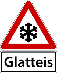 Glatteis Schild Verkehrszeichen Frost Winter Glatt Warnschild