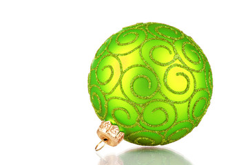 beautiful green Christmas ball isolated on white