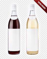 White and red wine bottles. Paths included.