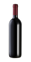 red Wine bottle isolated against white background