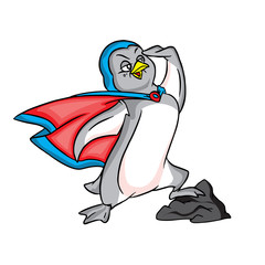 Penguin superman in blue cape