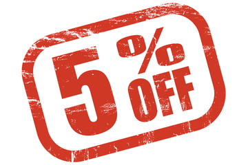 Grunge Stempel rot 5 PERCENT OFF