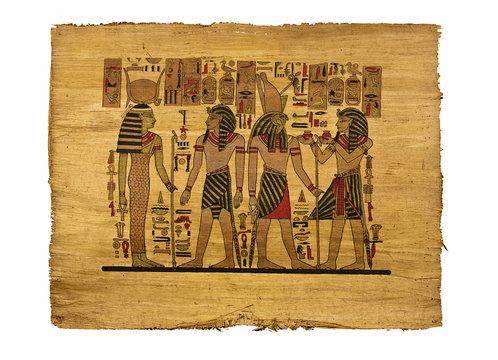 The image of eguptian pharaons on papyrus