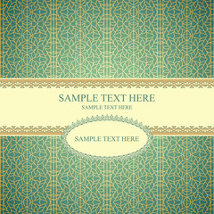 Vintage vector frame on seamless lace pattern