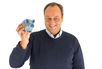 Mann mit Sparschwein