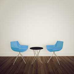 Modern Minimalistic Interior With two Chairs and Table