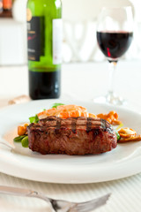 Surf and turf with wine