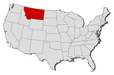 Map of the United States, Montana highlighted