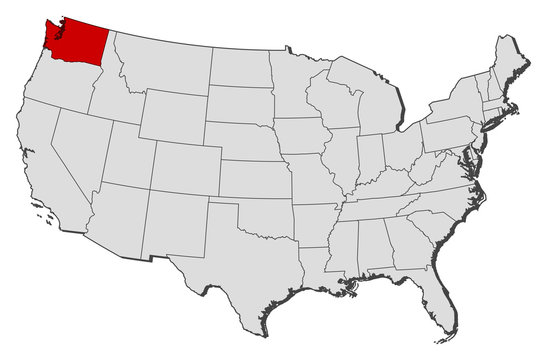 Map of the United States, Washington highlighted