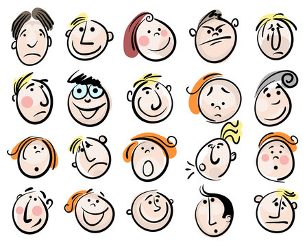 People face cartoon vector icon