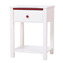 White wooden nightstand isolated, with clipping path