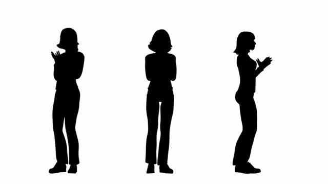 slow motion loop standing woman silhouette