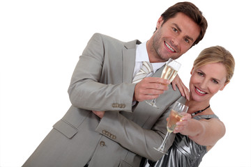 Couple drinking champagne