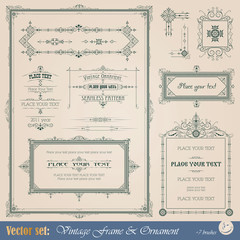 Vintage frame, ornament and element for decoration and design