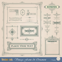 Vintage frame, ornament and element for decoration and design