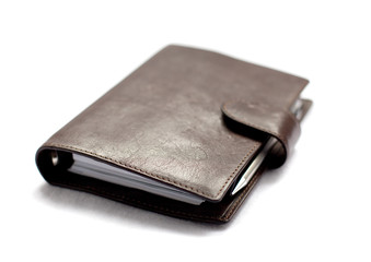 agenda en cuir brun