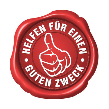 helfen f&uuml;r einen guten zweck siegel button