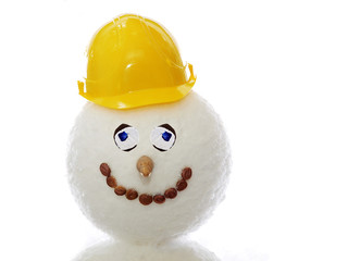 snowman with yellow helmet