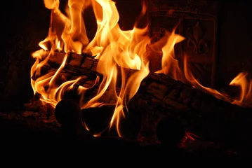 Papier Peint photo Flamme feu de cheminée