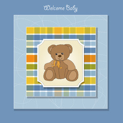 new baby announcement card with teddy bear