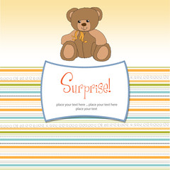 surprised greeting card with teddy bear