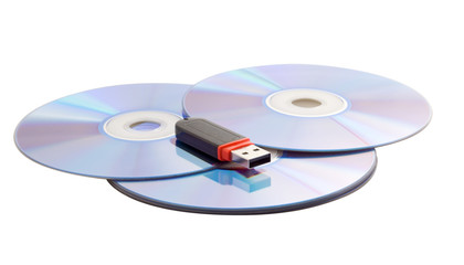 three CDs and USB flash drive