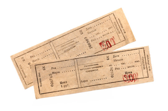 two tickets on white background