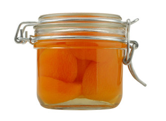 apricot jam in a glass jar
