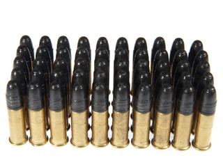 Group of  gun cartridge isolated on white.