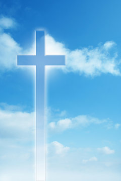 High resolution Christian cross on sky