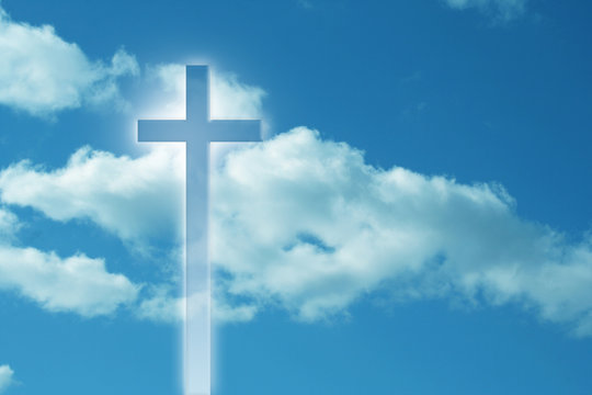 High resolution Christian cross on sky
