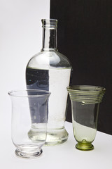 bottle with black and white pattern